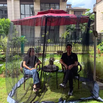  Açık Dairesel Veranda Şemsiye sivrisinek ağı tel örgü elek Fermuarlı Veranda masaları Piknik Net Kapak UV Dayanıklı Cibinlik