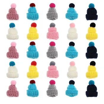  100 Adet Örme Küçük Noel Şapka Doğuş Süs Mini Şapkalar El Sanatları Ağacı DIY Süsler İplik Küçük Örgü Sevimli