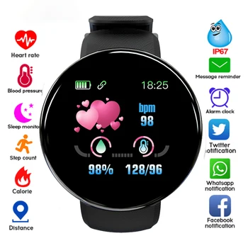  Yeni akıllı saat Erkekler Kadınlar akıllı bilezik LED D18 Smartwatch Su Geçirmez Akıllı Dokunmatik Ekran Bilezik reloj İnteligente 2022 hombre