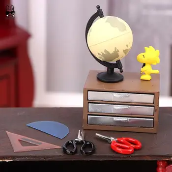  1 Takım 1: 12 Evcilik Minyatür depolama dolabı Küre Kalem Cetvel Masaüstü Süsler Mobilya Modeli Dekor Oyuncak Bebek Evi Aksesuarları