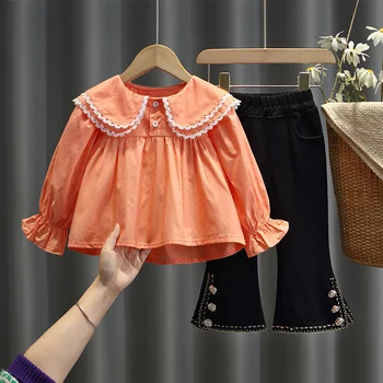  2023 toddler bebek giyim takım elbise bebek kız giyim takım elbise gömlek + pantolon 2 parça çocuk kız bahar giysileri