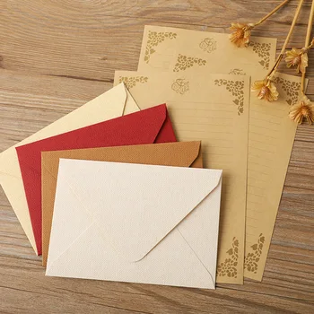  10 adet / grup Retro Doku Zarf Düğün Davetiyeleri için Yüksek dereceli 16x11cm Kağıt Kartpostallar Küçük İş Malzemeleri Kırtasiye