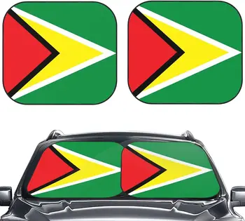 Guyana Bayrağı araç ön camı Güneş Gölge Otomatik Katlanabilir 2 adet pencere şemsiyeleri En Ön Cam Katlanabilir Güneşlik Koruyucu