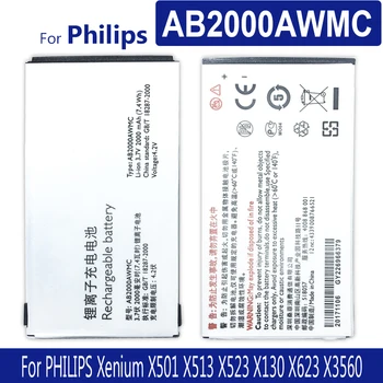  Pil için Philips Xenium X130, X501, X623, X3560, X2300, X523, X513, X333, AB2000AWMC, AB2000FWML, 2000mAh, Takip Numarası