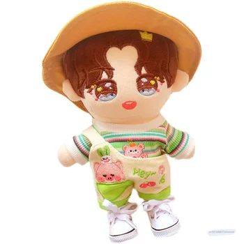  20cm oyuncak bebek giysileri T-shirt omuz askısı pantolon şapka bebek aksesuarları bizim nesil Kore Kpop EXO ıdol Bebek hediye DIY