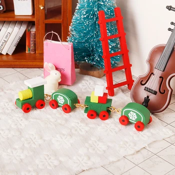  1: 12 Evcilik Minyatür Tren Noel Kar Tanesi Küçük Tren Model Arabaları Oyuncak Oyna Pretend Oyuncak Bebek Evi Aksesuarları