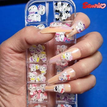  Anime Sanrio Dıy Tırnak Takılar Hello Kitty Tasarım Tırnak Sanat Mini Rhinestones Flatback Takılar DIY El Sanatları Manikür Tırnak Takılar