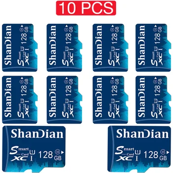  SHANDIAN 10 ADET LOT 100 % Orijinal Mini SD Kart Sınıf 10 Hafıza Kartı 16GB 32GB 64GB 128GB TF Kart Cartao De Memoria Telefon PC için