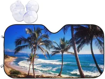  Plaj Palmiye Ağaçları Araba Güneş Gölge Cam Tropikal Blokları UV Işınları Güneşlik Koruyucu Güneşlik Aracınızı Serin Tutmak için