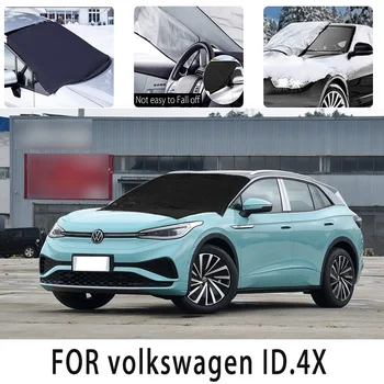  Volkswagen kimliği için araba kar örtüsü ön kapağı.4X otomatik ısı yalıtım güneşlik Antifriz rüzgar Don önleme araba aksesuarları