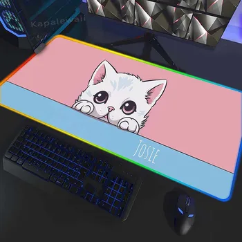 Kedi Arka Kilitleme Kenar Fare Mat Kawaii Büyük Mousepad XXXL Ofis Mouse Pad Oyun Halı RGB 400x900mm Oyun Klavye Pedleri
