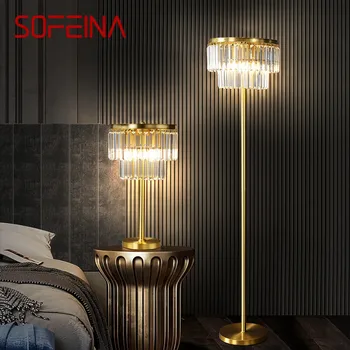  SOFEİNA iskandinav pirinç zemin lambası Modern lüks kristal lamba yatak odası oturma yanında kanepe LED ayakta ışık