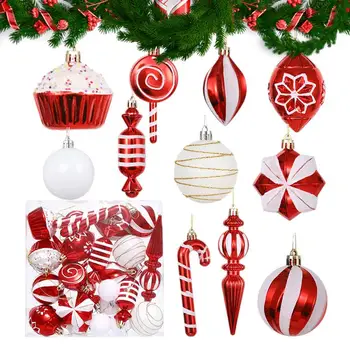 24 adet Noel Topları Seti Ağacı Dekorasyon Topu Kolye 24 adet Estetik Canlı Kırılmaz Noel Çeşitli Şeker aksesuarı