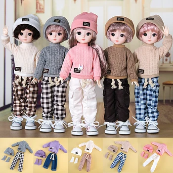  Yeni Varış 30cm bebek giysileri takım kıyafet Aksesuarları Kazak Şapka Kot Takım Elbise Kız Oyun Evi Oyuncak