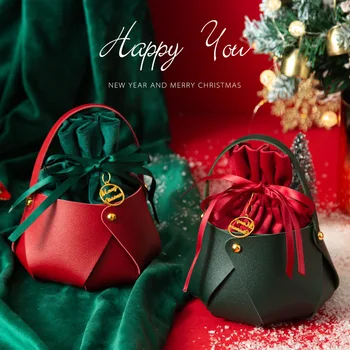  Noel Arifesi şeker kutusu Karikatür Noel Süslemeleri Ev İçin Noel Ağacı Asılı Dekorasyon Santa İpli Çanta Bez Sevimli