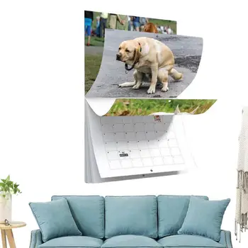  Köpek Kaka Takvimi Köpek Kaka Aylık duvar takvimi 2024 Asılabilir Kağıt Takvim Dekoratif Oturma Odası Otel Yurdu İçin