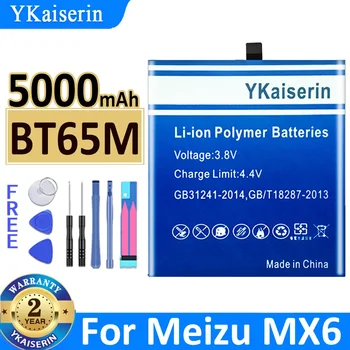  YKaiserin BT65M Pil 5000mAh Pil İçin Meizu MX6 MX 6 Cep Telefonu Bateria + Ücretsiz Araç