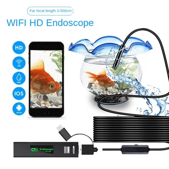  Üçü bir arada 8mm telefoto WİFİ endoskop yüksek çözünürlüklü su geçirmez sualtı boru hattı endoskop muayene ve bakım