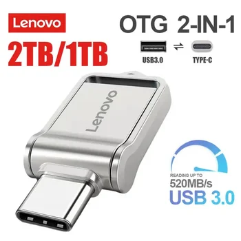  Lenovo 2 TB Usb 3.0 Kalem Sürücü 1 TB 512 GB 128 GB Bellek USB bellek Sürücüler Metal TİPİ C OTG Yüksek Hızlı Su Geçirmez 128 GB USB Memorias