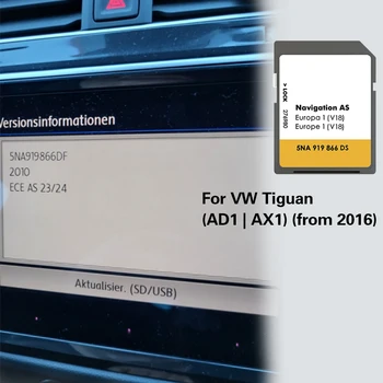  VW Tiguan için AD1 AX1 2016 Navigasyon Haritası SD 32 GB Bellek Flash Gps Kartı Avrupa