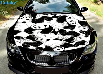  Panda, panda araba sticker, panda sticker, Araba Paspaslar, Araba hood wrap aslan çıkartması, kaput vinil sticker, tam renkli grafik çıkartması