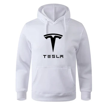  2024 Yeni erkek Kapşonlu Tesla Moda Uzun Kollu Dış Giyim Sonbahar Bahar Rahat Hoodies Polar Sıcak Spor Kalınlaşmak Tişörtü