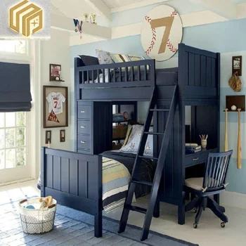  Amerikan tarzı katı ahşap çocuk yatağı yatak odası çok fonksiyonlu çift katlı yatak özelleştirilmiş