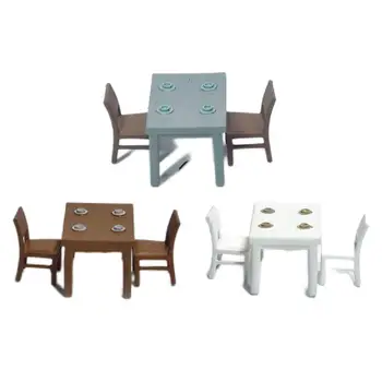  3 Adet 1/87 HO Ölçekli Masa ve Sandalye DIY Projeleri Diorama Manzara Minyatürleri mobilya seti Minyatür Dollhouse Aksesuarları
