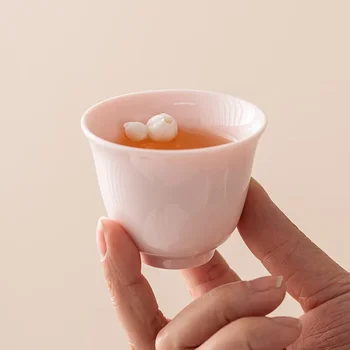  Şeftali Tozu Tutam Çiçek Manuel Örnek çay bardağı Sahibi Fincan Tek Bir Bayan High-end Çay Yapma Seramik Kung Fu Küçük