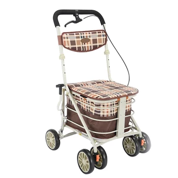  Yaşlılar için Uygun Güvenli Çelik Hafif 4 Tekerlekli Tekerlekli Tekerlekli Sandalye Alışverişi