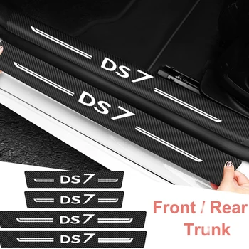  Araba Kapı Eşiği Eşik Çıkartmalar Dekoratif Çıkartmaları Arka Gövde Tampon Muhafızları Şeritler Citroen DS7 Logo Karbon fiber film