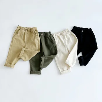  Bahar Çocuk Pantolon 2023 Moda Basit Düz Pantolon Kot Çocuklar için