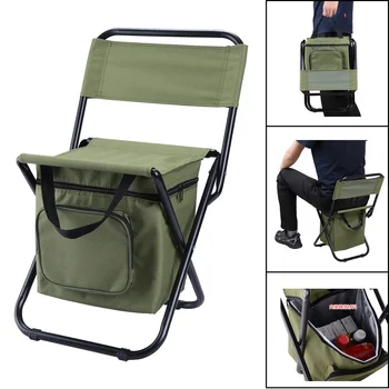  Taşınabilir Açık Katlanır Buz Paketi Sandalye saklama çantası ve Arkalığı Yalıtım Fonksiyonu 3-in-1 Eğlence Kamp Balıkçılık Sandalye