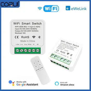  CORUI 16A eWeLink WİFİ akıllı anahtar modülü Mini 2 yönlü kontrol ışık anahtarı Zamanlama Açık Kapalı Kesici Google Ev Alexa Ses Kontrolü