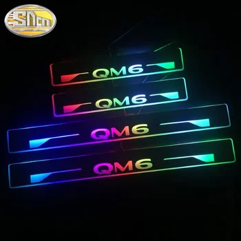 SNCN Renkli Akrilik Hareketli LED Karşılama pedallı araba sürtme plakası Pedalı Kapı Eşiği Yolu İşık Renault Koleos İçin QM6