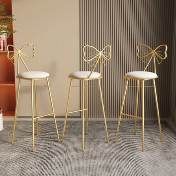  Avrupa Altın bar Taburesi Lüks Metal Suni Deri Modern yüksek bar sandalyeleri Beyaz Oturma Odası Taburetes De Bar Ev Mobilyaları