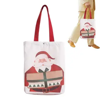  Noel Tuval Tote Çanta Noel Çanta Hediye Tote Alışveriş Çantaları Rahat kol çantası Çanta Seyahat Partileri İçin Okul Çalışması
