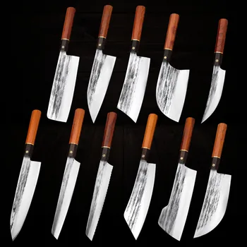  1-11 Adet Mutfak Bıçakları Seti Şef Cleaver Bıçak Dilimleme Ekmek Et Fileto Bıçağı Yardımcı Kasap Kemiksi Saplı japon bıçağı Setleri