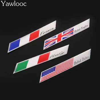 Yawlooc 3D Alüminyum Fransa Birleşik Krallık İtalya Amerika Birleşik Devletleri bayrağı Logo Araba sticker Amblemler Rozeti çıkartmalar yan Çıkartmaları