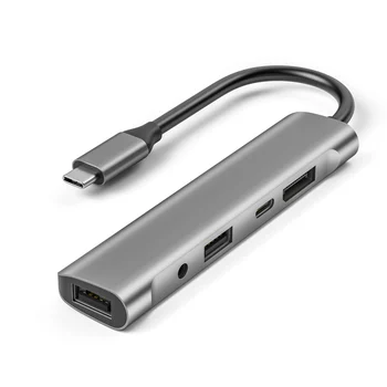  5 İN 1 USB-C Hub Adaptörü, 4K@60Hz DisplayPort USB 2.0 Tip C 60W PD Yerleştirme İstasyonu Macbook Dizüstü Masaüstü için, W27H