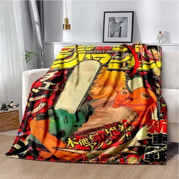  Testere Adam Anime Kişiselleştirilmiş Pazen Yumuşak Battaniye Çocuk Anime Battaniye Piknik seyahat battaniyesi Yatak Odası Oturma Odası Sıcak Battaniye