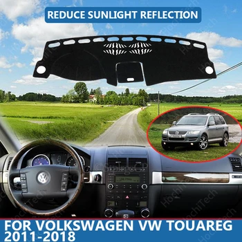  Sağ El Sürücü Yüksek Polyester Elyaf Anti-Uv Araba Dashboard Kapak Mat Volkswagen VW Touareg 2011-2018 için 7P Kapak