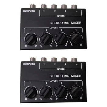  2X Cx400 Mini Stereo Rca 4 Kanallı Pasif Mikser Küçük Mikser Mikser Stereo Dağıtıcı Canlı Ve Stüdyo İçin