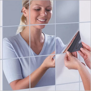  Ayna Duvar Sticker Dikdörtgen Kendinden Yapışkanlı Odası Dekor Yüksek Kaliteli Mobilya Filmler Ayna Folyo 50X50 cm