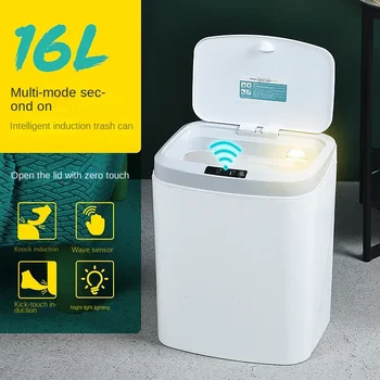  Ev akıllı sensörlü çöp kovası Can Elektronik Otomatik dokunmatik sensörlü çöp kovası Kutusu Mutfak Banyo Oturma Odası led ışık Çöp Kovası