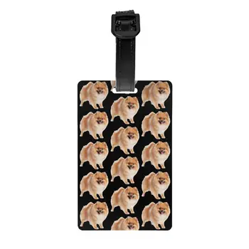  Bavullar için Pomeranian Bagaj Etiketleri Sevimli Spitz Pet Köpek Bagaj Etiketleri Gizlilik Kapak Adı KIMLIK Kartı