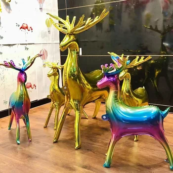  3D Elk Balon Noel Tema Parti Dekorasyon Alüminyum Folyo Balon Tatil Kutlama Olay ve Parti Malzemeleri Dekorasyon