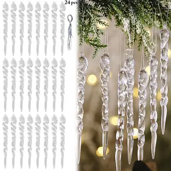  24 Adet / takım Noel Saçağı Süs Yapay Yenilik Plastik Saçağı Asılı Saçağı Noel Ağacı asılı dekorlar Parti Malzemeleri