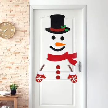  Yeni Noel Süslemeleri Keçe Kumaş Karikatür Kapı Sticker Dükkanı pencere dekorasyonu Öğeleri Noel Geyik Kapı Sticker