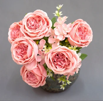  Yapay Şakayık Buketi İpek Sahte Çiçekler sevgililer Günü Hediyesi Tatil Parti Dekorasyon Simülasyon Çiçek Ev Dekor Şakayık